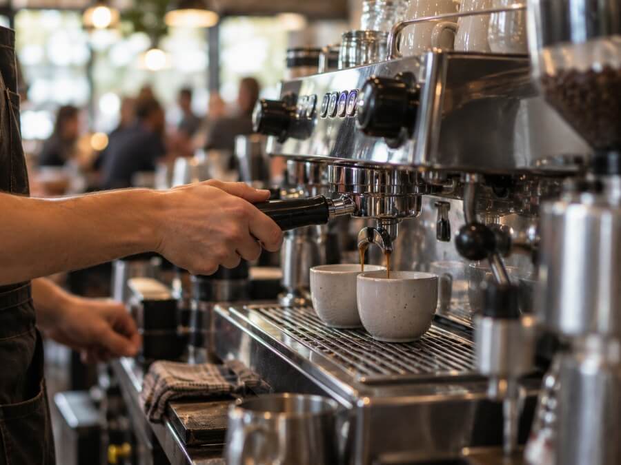 Pouring filter coffee at The Retro bar